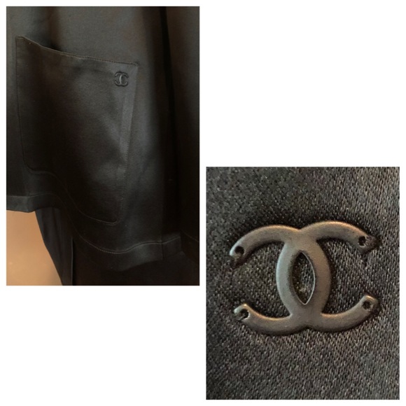 ✨Vintage CHANEL 2002 Collection CC Logo Black Silk Suit Jacket Blazer